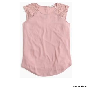 J. Crew Floral Lace Shoulder Top